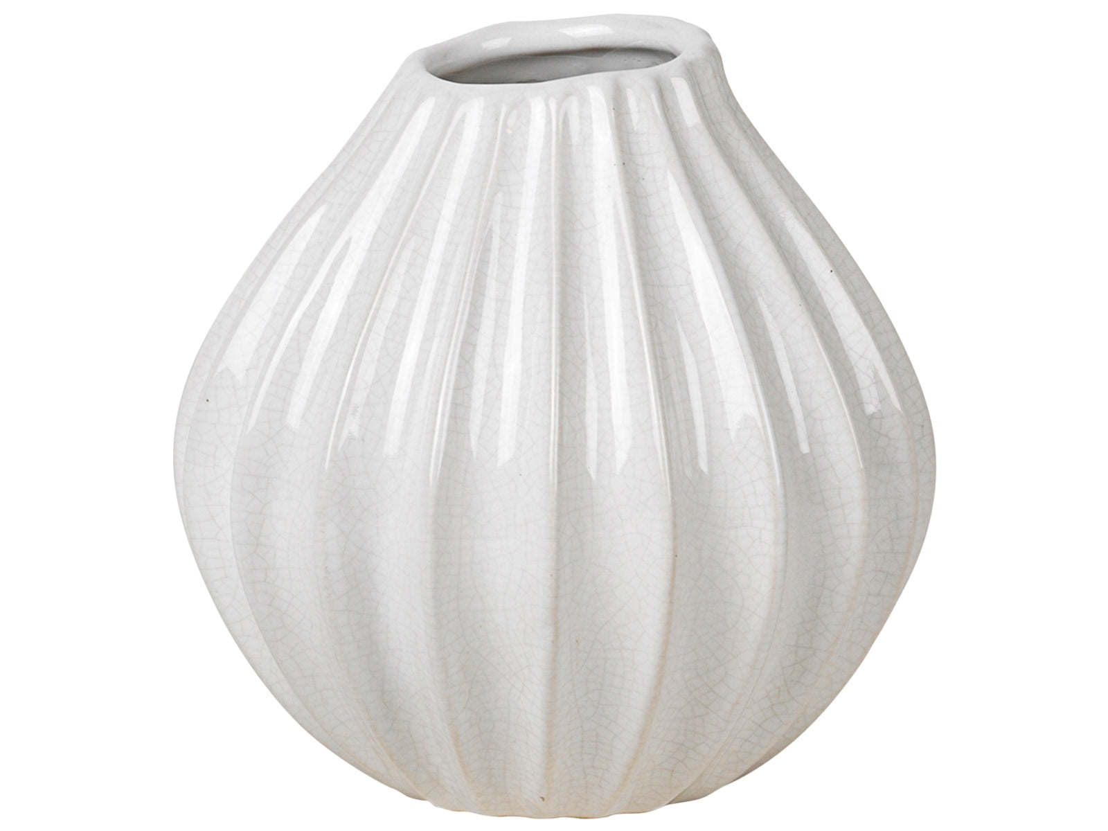 Broste Copenhagen WIDE Vase S Keramik Ivory 15 cm