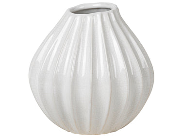 Broste Copenhagen WIDE Vase S Keramik Ivory 15 cm
