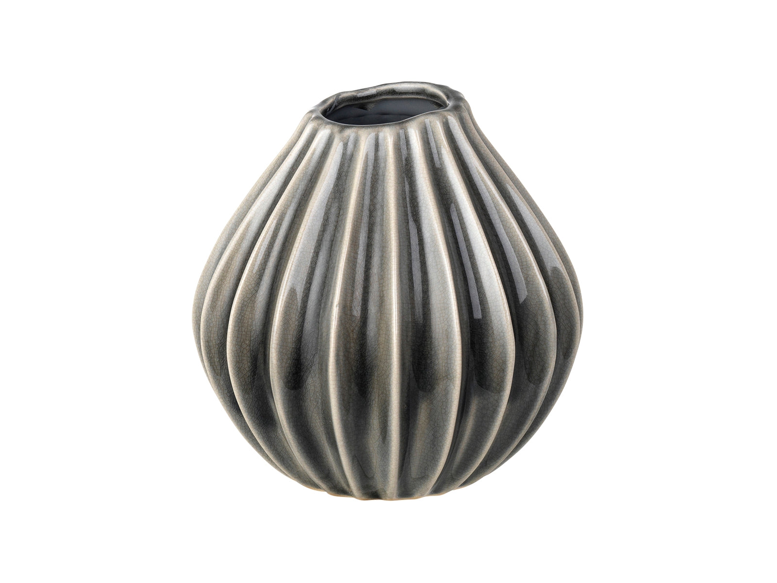 Broste Copenhagen WIDE Vase S Keramik Smoked Pearl 15 cm