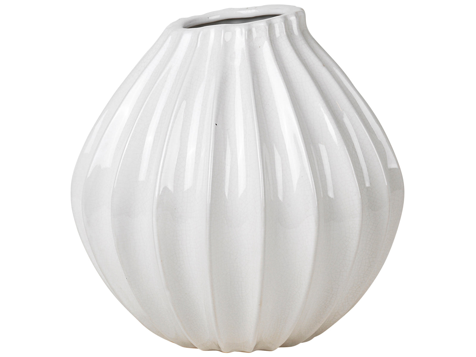 Broste Copenhagen WIDE Vase M Keramik Ivory 25 cm