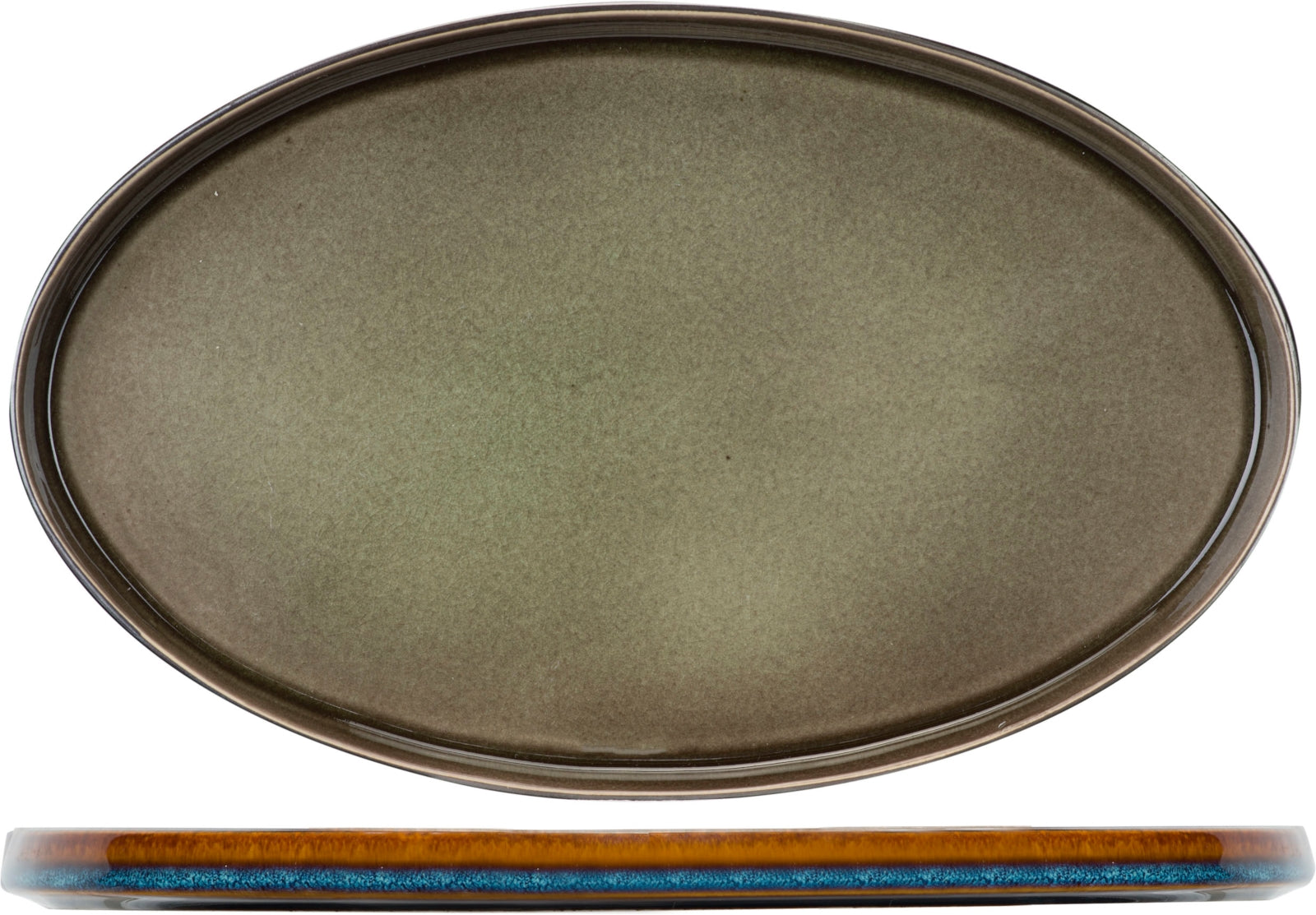 Cosy&Trendy Quintana Green Teller flach oval 35,5 x 23,5 cm