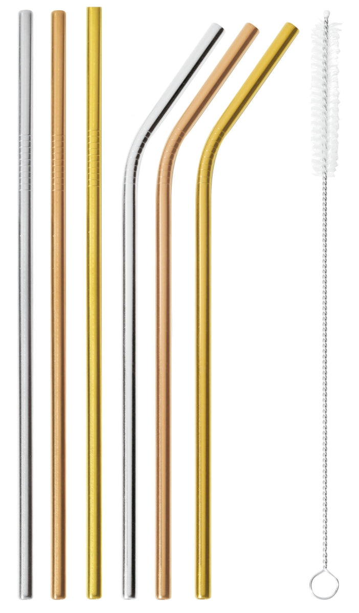 Sambonet Mix Play Edelst. PVD Kupfer/Gold Trinkhalme Set 6