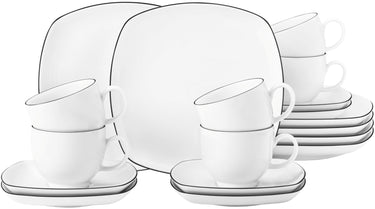 Seltmann Weiden Lido Black Line Kaffeeservice 18tlg. eckig