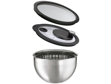 Rösle Salatschleuder mit Glasdeckel u. Frischhaltedeckel