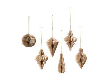 Broste Copenhagen CHRISTMAS MIX Papierhänger natural brown Set6