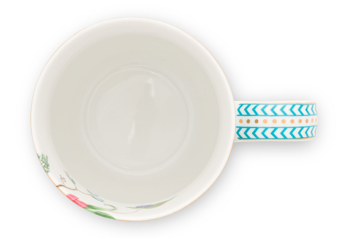 PIP STUDIO Jolie Flowers Blue Becher mit Henkel klein 0,145 l