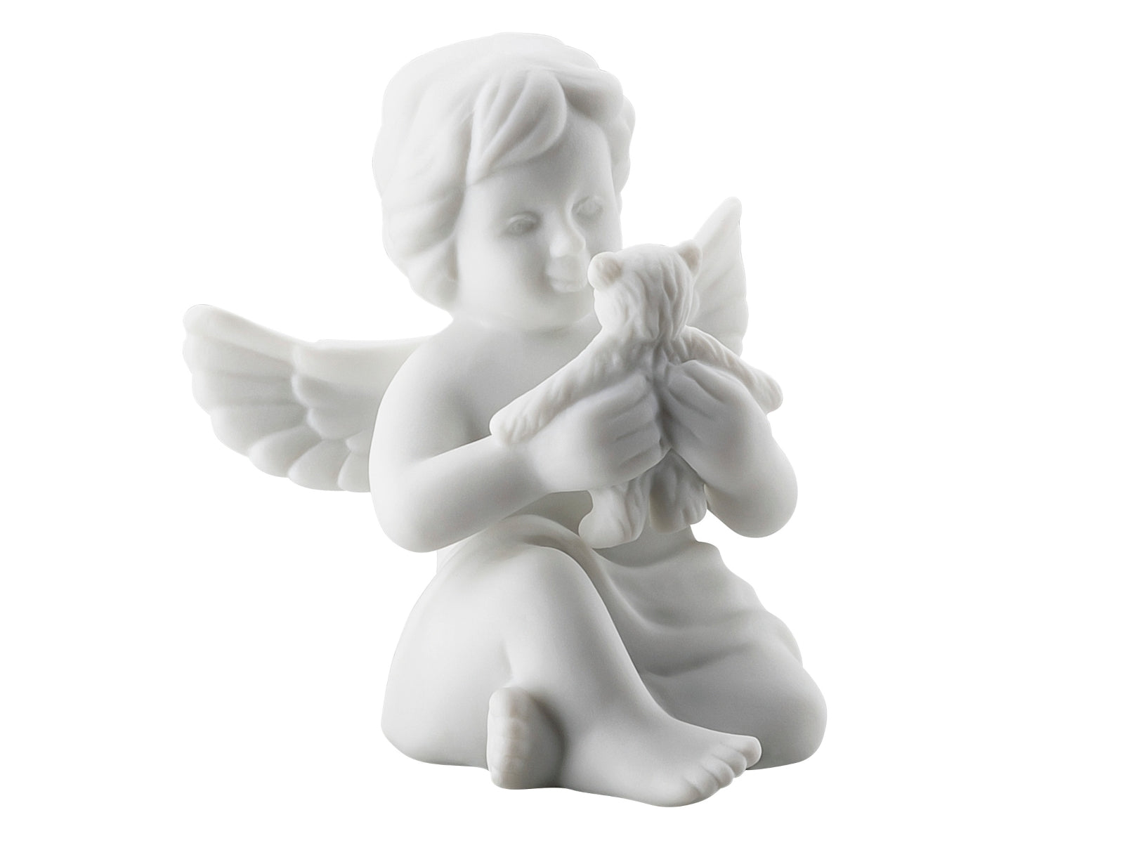 Rosenthal Engel klein weiss matt mit Teddybär 6 cm