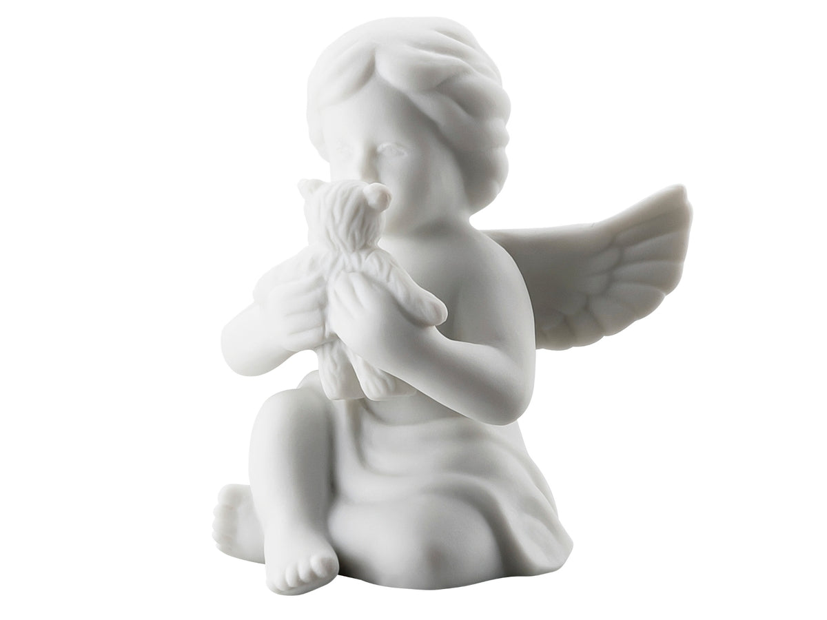 Rosenthal Engel klein weiss matt mit Teddybär 6 cm