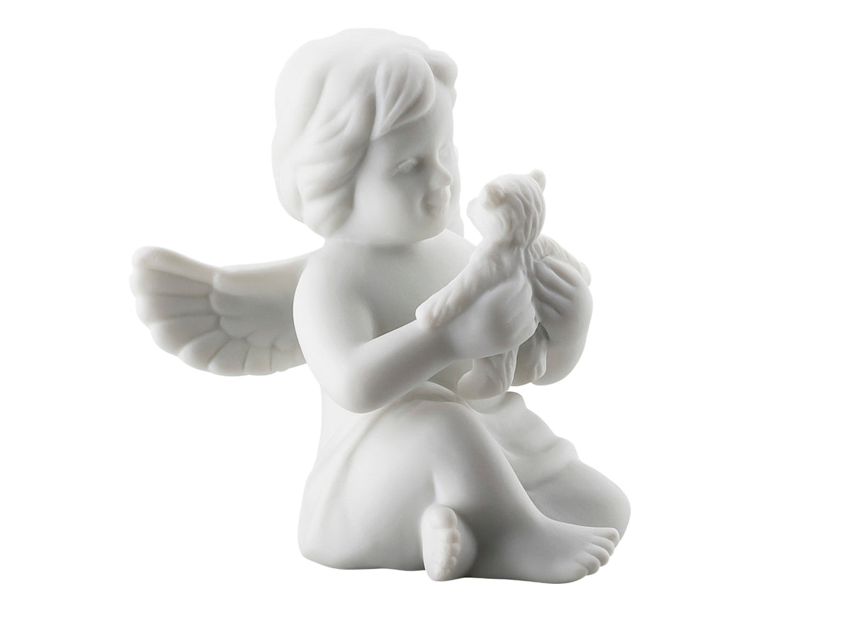 Rosenthal Engel klein weiss matt mit Teddybär 6 cm