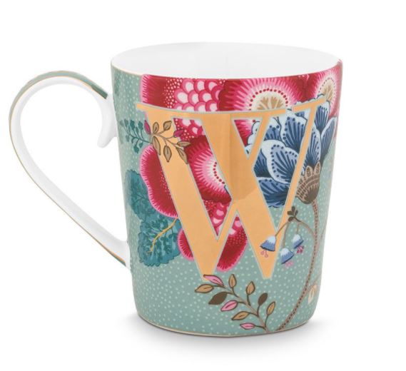 PIP STUDIO Floral Fantasy Alphabet Becher light blue W 0,35 l