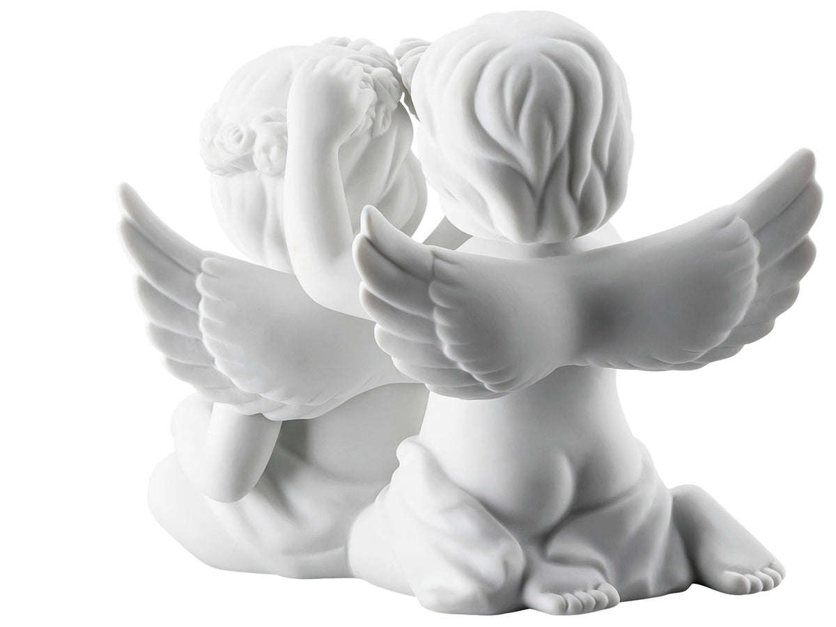 Rosenthal Engelpaar mit Blumen mittel weiss matt 9,5 cm