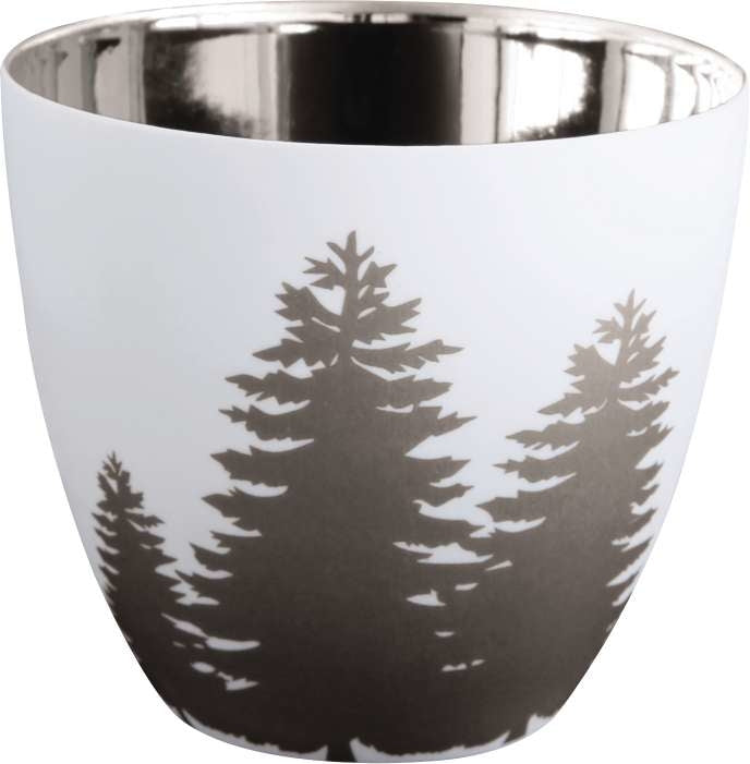 ASA Windlicht Bäume weiss/silber 6,4 cm