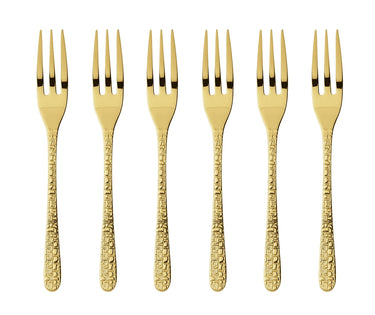Sambonet Venezia Edelstahl/PVD Gold Kuchengabeln Set 6