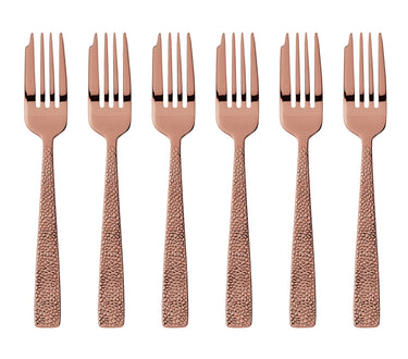 Sambonet Siena Edelstahl/PVD Kupfer Kuchengabeln Set 6