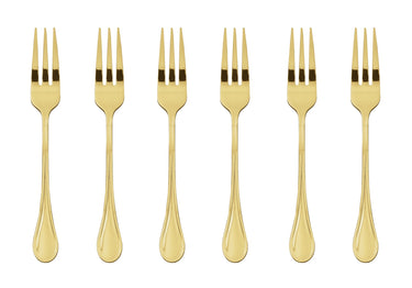 Sambonet Royal Edelstahl/PVD Gold Kuchengabeln Set 6
