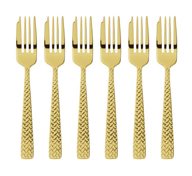 Sambonet Cortina Edelstahl/PVD Gold Kuchengabeln Set 6
