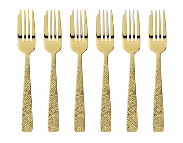 Sambonet Siena Edelstahl/PVD Gold Kuchengabeln Set 6