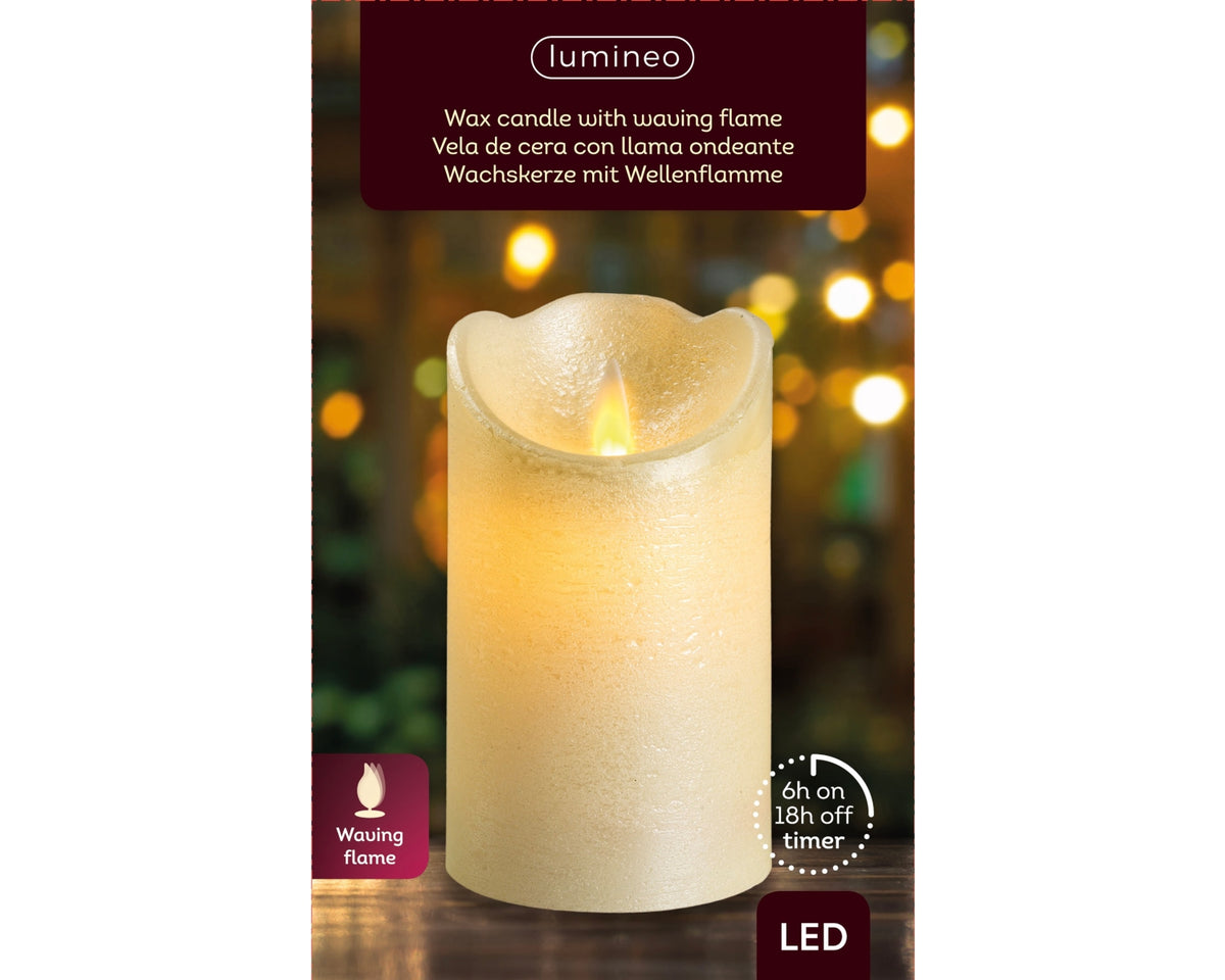 Lumineo LED Flackerkerze Indoor perle 7,5x 12,5 cm Lifestyle 2