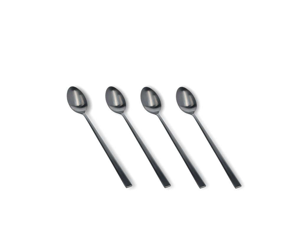Bitz Lattelöffelset schwarz matt 20 cm 4tlg.