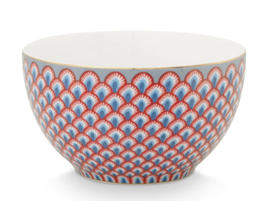 PIP STUDIO Flower Festival Scallop Bowl LightBlue/red 9,5cm Freisteller 1