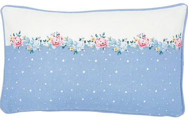 Greengate Laura Kissenhülle dusty blue mit Stick 30 x 50 cm