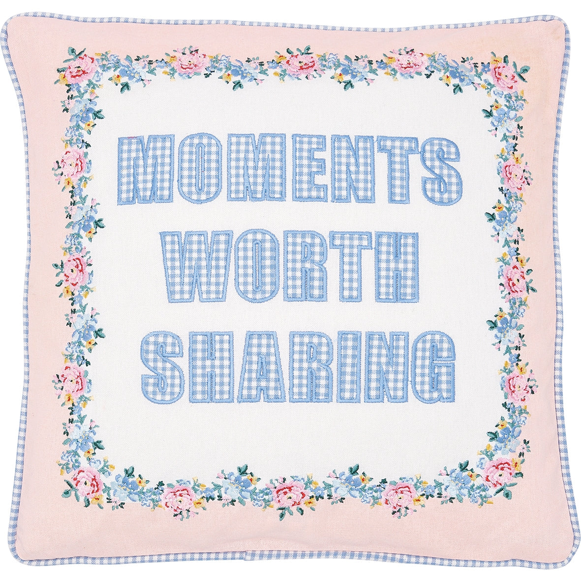 Greengate Laura Moments Kissenhülle dusty blue emb. 40x40 cm