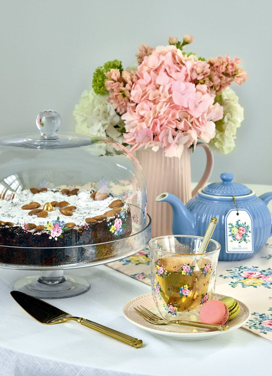 Greengate Laura Stoffserv. mit Spitze dusty blue 40 x 40 cm