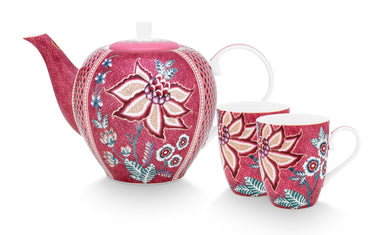 PIP STUDIO Flower Festival Teeset large dark pink Set3