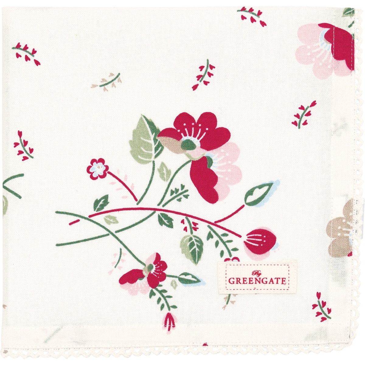 Greengate Mozy Stoffserviette mit Spitze pale pink 40x40 cm