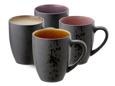 Bitz Becher mit Henkel black/lilac/red/cream/amber Set4