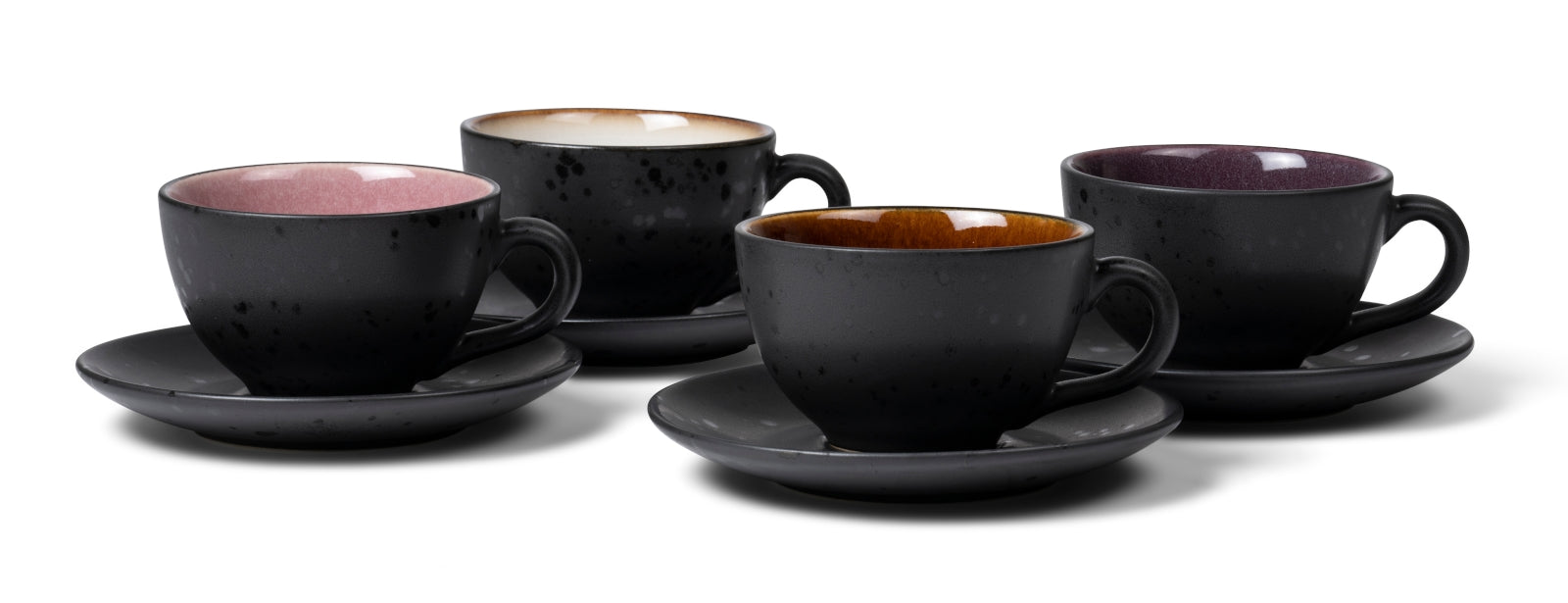 Bitz Tasse mit Untertasse black/amber 0,24 l Set4