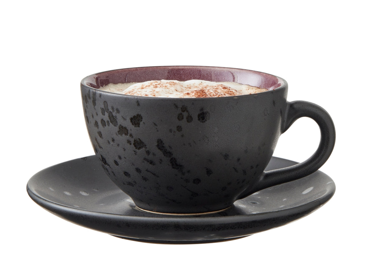 Bitz Tasse mit Untertasse black/amber 0,24 l Set4