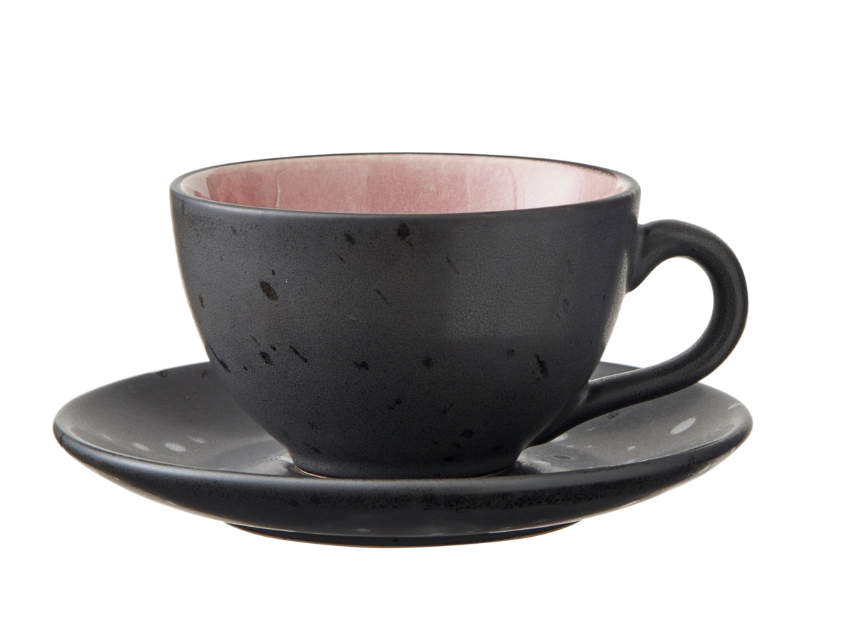 Bitz Tasse mit Untertasse black/amber 0,24 l Set4