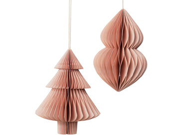 Broste Copenhagen CHRISTMAS MIX Papierhänger dusty pink Set2 Freisteller