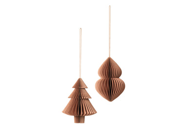 Broste Copenhagen CHRISTMAS MIX Papierhänger indian tan Set2 Freisteller