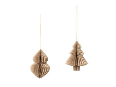 Broste Copenhagen CHRISTMAS MIX Papierhänger natural brown Set2 Freisteller