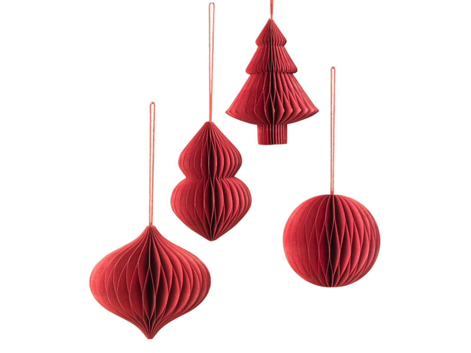 Broste Copenhagen CHRISTMAS MIX Papierhänger pompeian red Set4 Freisteller