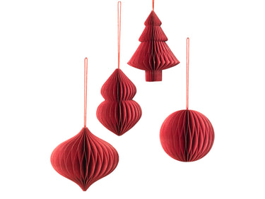 Broste Copenhagen CHRISTMAS MIX Papierhänger pompeian red Set4 Freisteller