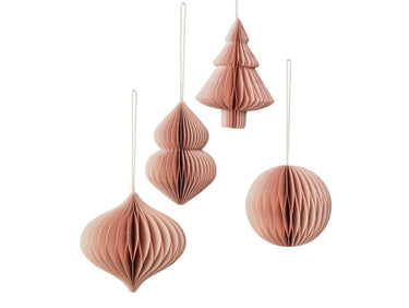 Broste Copenhagen CHRISTMAS MIX Papierhänger dusty pink Set4 Freisteller