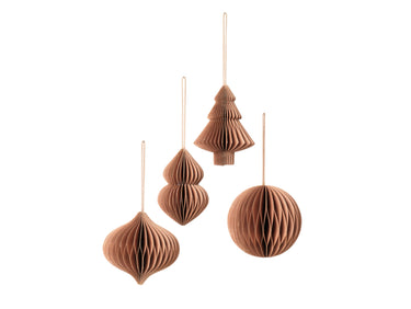 Broste Copenhagen CHRISTMAS MIX Papierhänger indian tan Set4 Freisteller