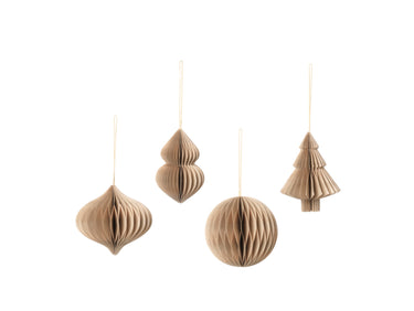 Broste Copenhagen CHRISTMAS MIX Papierhänger natural brown Set4 Freisteller