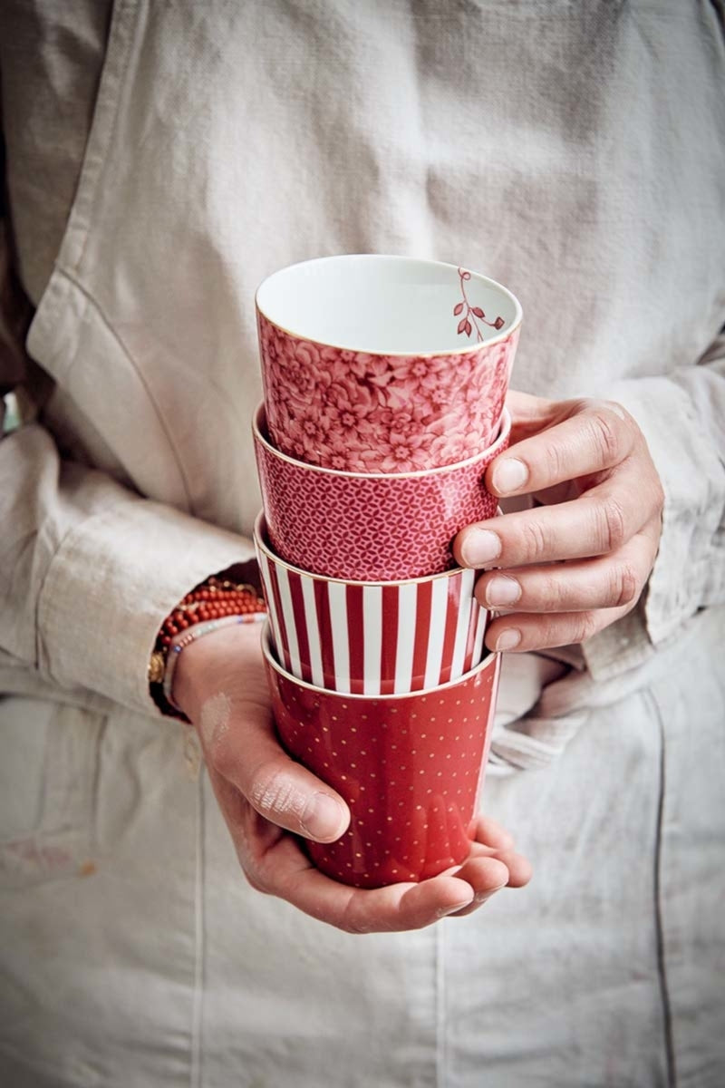 PIP STUDIO Royal Dots dark pink Becher ohne Henkel 0,23 l