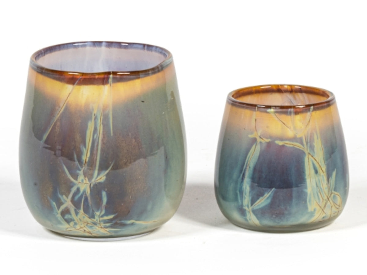 Dekocandle Windlicht Glas grün/ braun Ø 12 x 11 cm (1 Stück) Freisteller2