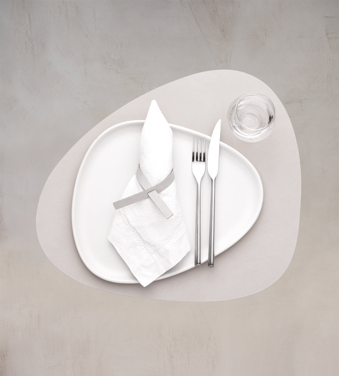 LIND DNA NUPO Tischset Curve L oyster white 37 x 44 cm