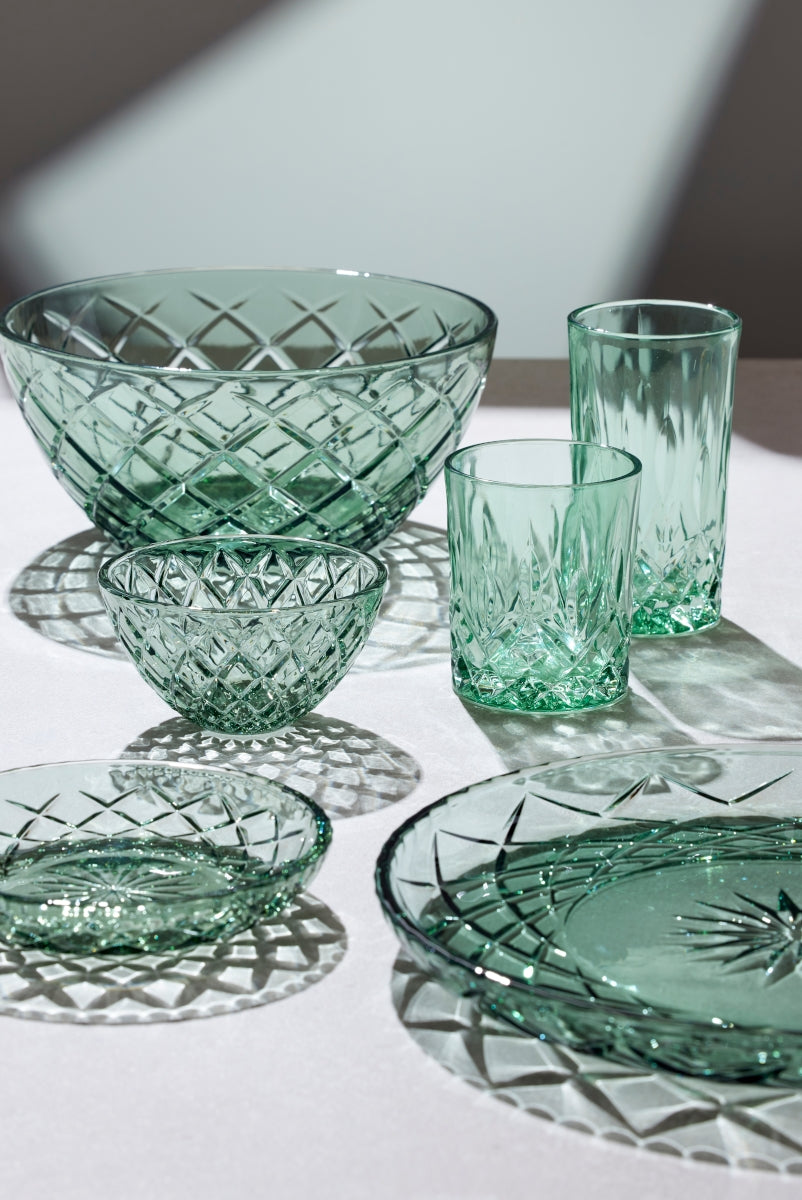 Lyngby Sorrento Teller Glas grün 16 cm Set4 Lifestyle2