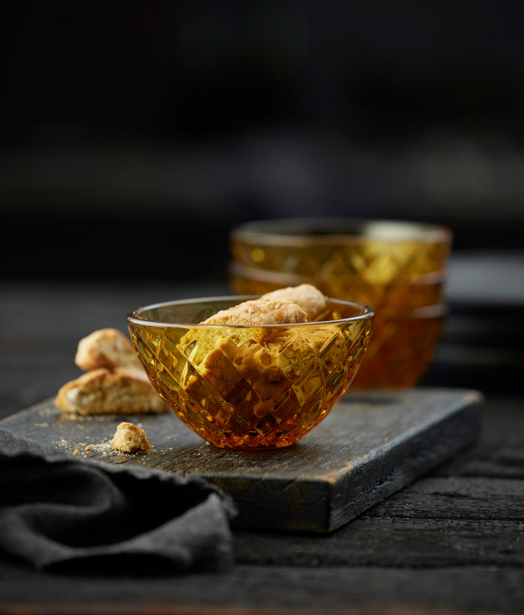 Lyngby Sorrento Schale Glas amber 12 cm Set4 Lifestyle1