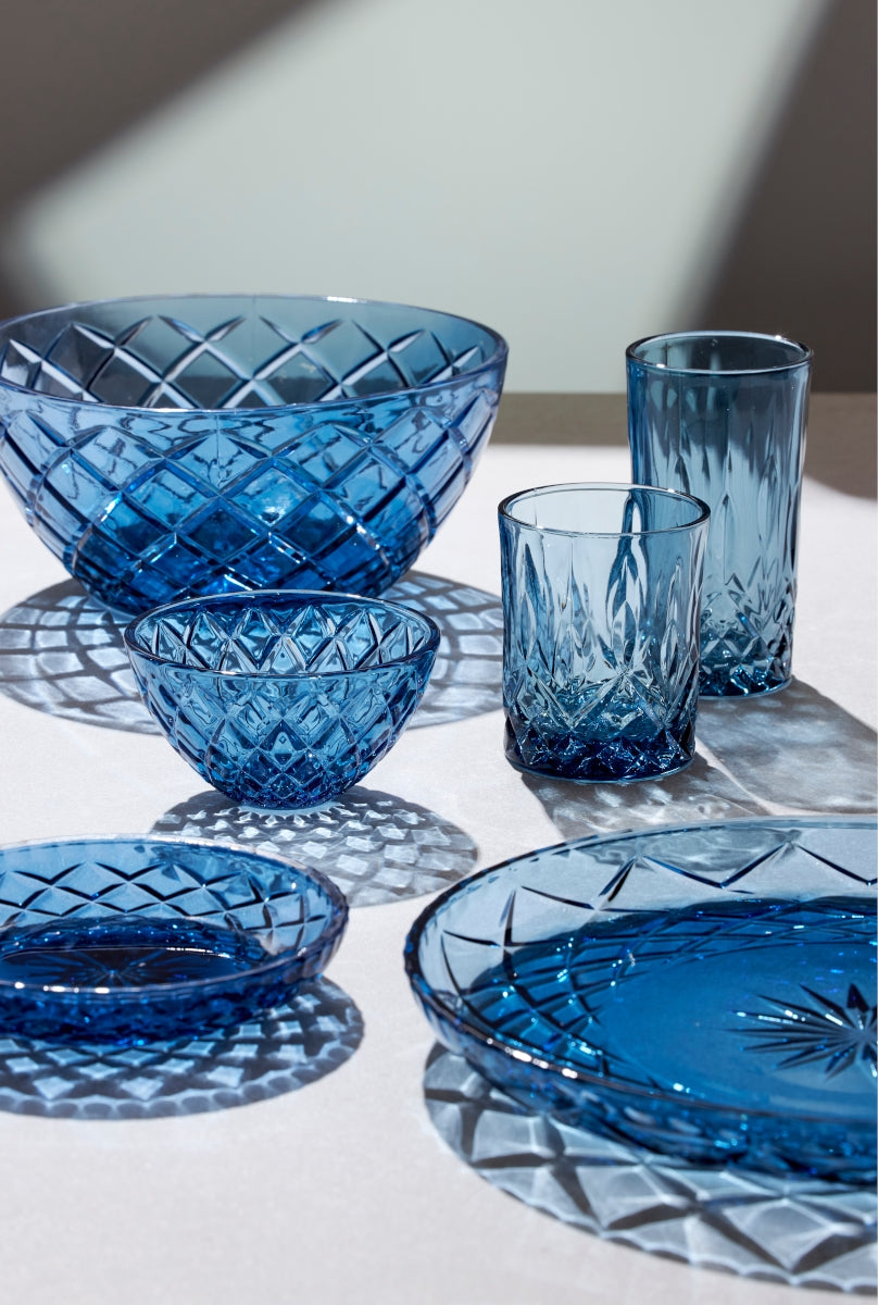 Lyngby Sorrento Platte Glas blau 30cm Lifestyle4