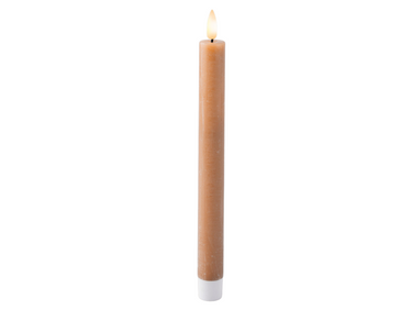 Lumineo LED Spitzkerze Wachs hellbraun/warmweiss 24,5cm Freisteller