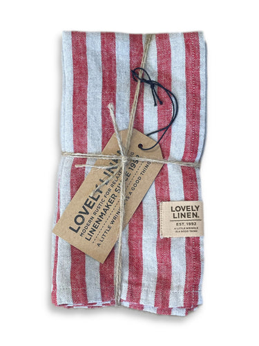 Lovely Linen Misty Serviette Leinen edge real red 45x45cm (1 Stück)
