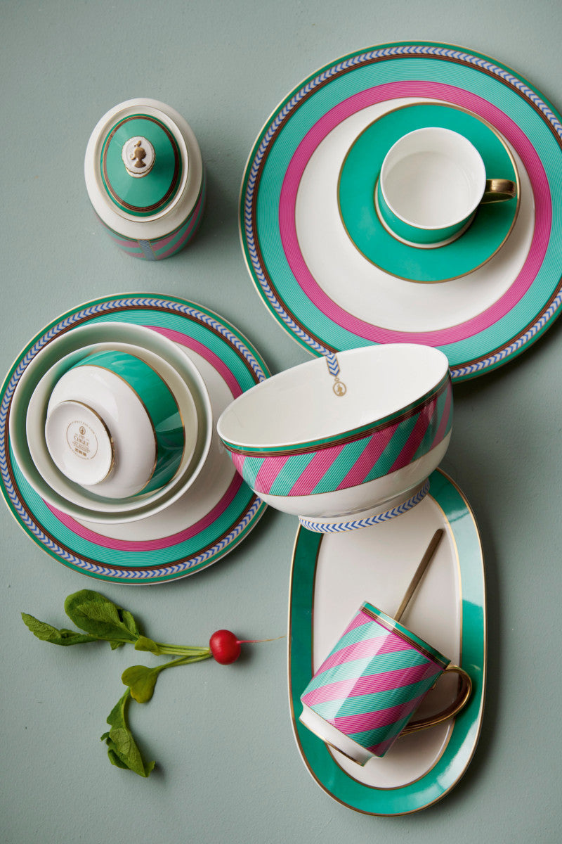 PIP STUDIO Chique Stripes Bowl pink-green 18cm Lifestyle